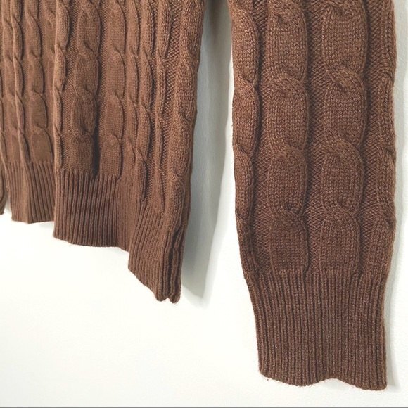 GAP XSP Extra Small Petite Sweater Women's Cable Knit Crewneck Brown Long Sleeve - Picture 5 of 10